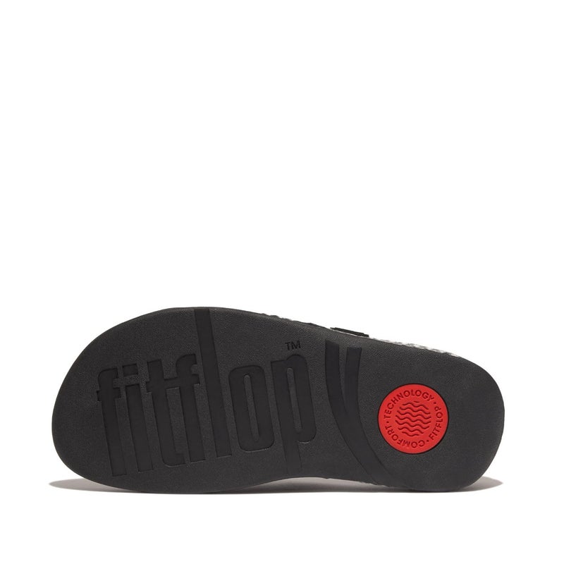 FitFlop فت فلوب صندل نسائي سورفا تو-بوست مع أحزمة شبكية واسعة تحتضن القدم، نعل وسط ميكروووبلبورد مبطن، شبشب متعدد الاستخدامات بدون أربطة مع إسفين مريح، أسود، 7 - Image 4